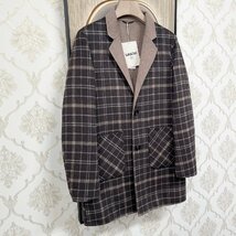 最高峰EU製＆定価7万◆UABONI*Paris*テーラードジャケット*ユアボニ*パリ発◆上級カシミヤ 暖かさ ソフト チェック柄 ビジネス 紳士 2XL/52_画像9