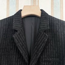 高級 定価7万 FRANKLIN MUSK・アメリカ・ニューヨーク発 テーラードジャケット カシミヤ ストライプ オシャレ ビジネス 通勤 サイズ3_画像4