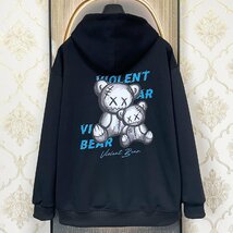 絶賛EU製＆定価4万◆UABONI*Paris*パーカー*ユアボニ*パリ発◆上質 快適 柔らかい クマ柄 長袖 プルオーバー ユニセックス 定番 XL/50_画像1