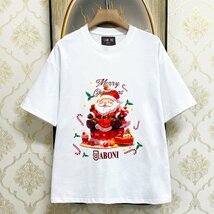 定番EU製＆定価2万◆UABONI*Paris*半袖Tシャツ*ユアボニ*パリ発◆上質 快適 通気 サンタクロース 遊び心 カットソー スウェット 夏 M/46_画像1