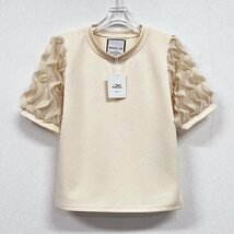 新作ヨーロッパ製※定価2万◆ブルガリア発※RISELIN 半袖Tシャツ ブラウス 上品 通気 ソフト フリル 可愛い キレイめ 日常 レディース M_画像1