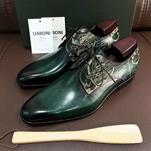 貴重 EU製 定価28万 特注限定品◆UABONI*ビジネスシューズ*ユアボニ◆ハンドメイド 手作り 手染 レザー 本革 通勤 フォーマル 紳士 25㎝_画像1