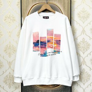  top class EU made & regular price 4 ten thousand *UABONI*Paris* sweatshirt *yuaboni* Paris departure * fine quality cotton piece . easy oil painting britain character simple sweat M/46 size 