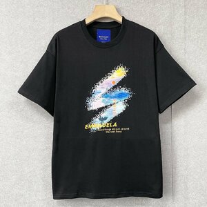 絶賛・半袖Tシャツ 定価2万◆Emmauela・イタリア・ミラノ発◆綿100％ 上質 個性 吸汗速乾 夕焼け スウェット レジャー リゾート 夏服 M/46