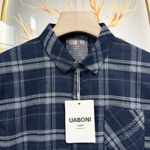 定番EU製＆定価4万◆UABONI*Paris*長袖シャツ*ユアボニ*パリ発◆高品質カシミヤ 薄手 快適 ソフト チェック柄 オシャレ 洗練 通勤 M/46_画像4