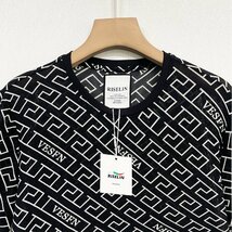 個性ヨーロッパ製※定価2万◆ブルガリア発※RISELIN 半袖Tシャツ コットン混 ソフト 快適 通気 涼しい 幾何柄 透かし編み オシャレ L/48_画像3