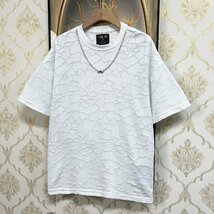 絶賛EU製＆定価2万◆UABONI*Paris*半袖Tシャツ*ユアボニ*フランス◆快適 薄手 個性 総柄 キラキラ チェーン カットソー スウェット 街着 XL_画像8