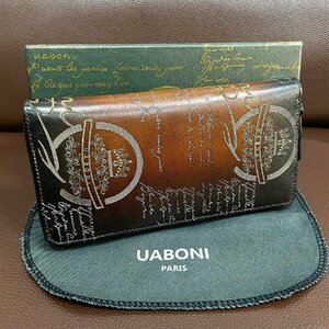  rare regular price 23 ten thousand special order limited goods *UABONI*yuaboni* illusion. pa tea n* round fastener long wallet *EU made *kali graph .- Golden silver hand .