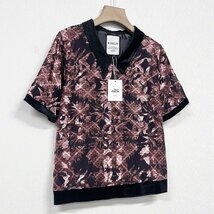 上級ヨーロッパ製※定価2万◆ブルガリア発※RISELIN 半袖Tシャツ 薄手 快適 艶 個性 総柄 透かし レトロ感 トップス レディース L/48_画像10