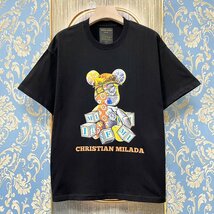 定価2万★christian milada・ミラノ発・半袖Tシャツ★コットン100% 上品 薄手 個性 吸汗速乾 モノグラム 日常 Bearbrick/ベアブリック L/48_画像1