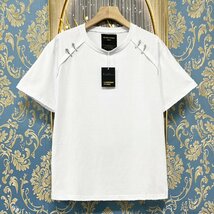 定価2万★christian milada・ミラノ発・半袖Tシャツ★高級綿100％ 吸汗 快適 無地 スナッピン ダメージ加工 トップス 個性 ストリート 2XL_画像1