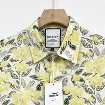 人気ヨーロッパ製※定価3万◆ブルガリア発※RISELIN 半袖シャツ 高品質シルク/綿混 薄手 速乾 爽やか 花柄 水彩風 アロハシャツ M/46_画像4