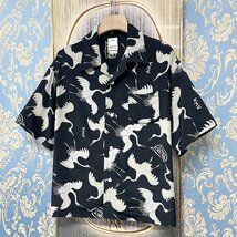 新品同様 VISVIM ビズビム 23SS CROSBY SHIRT S/S HIKAKU ヒカク オープンカラー 半袖シャツ 鶴プリント 中村ヒロキ 0123105011018 サイズ1_画像10