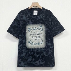 個性ヨーロッパ製※定価2万◆ブルガリア発※RISELIN 半袖Tシャツ コットン100% 通気 キラキラ 英字 蝶 ラインストーン アメカジ 街着 2XL