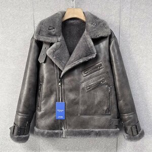  gorgeous * leather jacket regular price 8 ten thousand *Emmauela* Italy * milano departure *boma- high class sheepskin original leather -ply thickness protection against cold Rider's bike autumn winter XL/50 size 