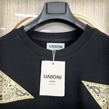 ★★個性EU製＆定価5万◆UABONI*Paris*トレーナー*ユアボニ*パリ発◆米国産コットン100％ 暖か カシューナッツ柄 プルオーバー レジャー L_画像3