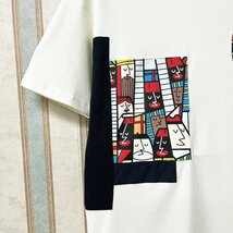 上級 定価2万 FRANKLIN MUSK・アメリカ・ニューヨーク発 半袖Tシャツ 通気 ソフト 快適 イラスト 別布 刺 個性 スウェット 夏 サイズ2_画像3