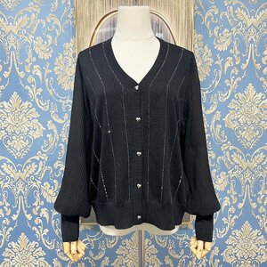  highest grade EU made * regular price 5 ten thousand *christian milada* milano departure * cardigan * on goods soft thin knitted stripe Kirakira beautiful . lady's S