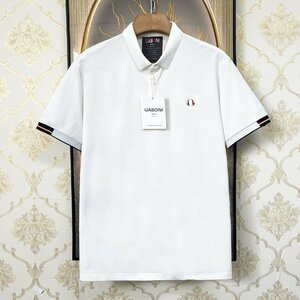 高級EU製＆定価2万◆UABONI*Paris*ポロシャツ*ユアボニ*パリ発◆上品 快適 通気 半袖 T-shirt POLO ゴルフ ビジネス レジャー メンズ L/48