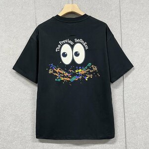 人気・半袖Tシャツ 定価2万◆Emmauela・イタリア・ミラノ発◆通気 上質 ソフト 笑顔 刺繍 立体感 カットソー 面白い ストリート 夏 L/48