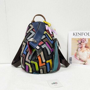  piece . Europe made * regular price 12 ten thousand * BVLGARY a departure *RISELIN rucksack high class cow leather leather high capacity colorful backpack Day Pack retro 