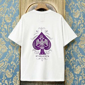 定価2万★christian milada・ミラノ発・半袖Tシャツ★高級 綿100％ 快適 薄手 通気 ロゴ 個性 トップス プルオーバー 日常 男女兼用 XL/50