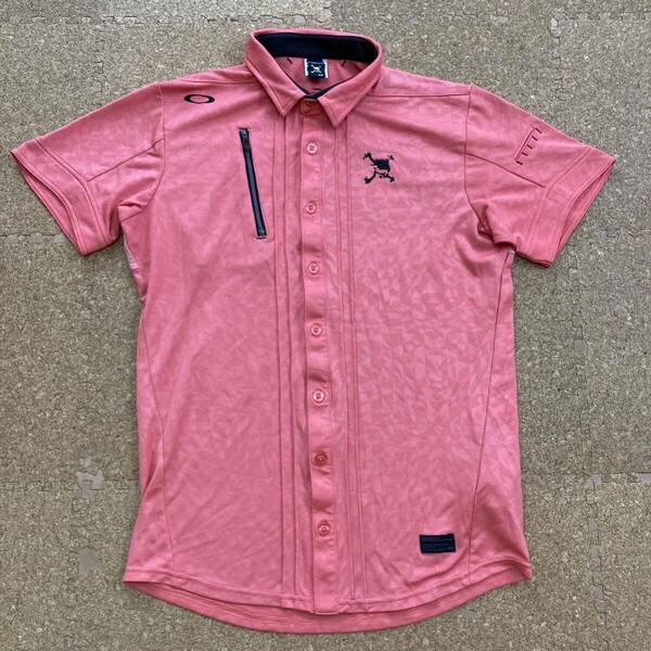 【美品】オークリー Oakley シャツ 半袖シャツ ゴルフウェア ゴルフ ゴルフシャツ Mサイズ メンズ ピンク 半袖ポロシャツ OAKLEY GOLF 
