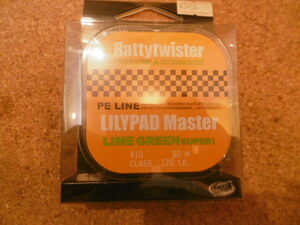 ラッティツイスター 雷魚用PEライン LILYPAD Master 10号 120lb ライムグリーン 新品 送料無料