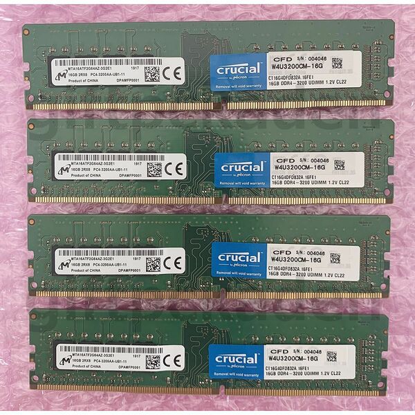 crucial(micron)PC4-25600 16GB x4(計64GB) ddr4-3200 W4U3200CM-16G