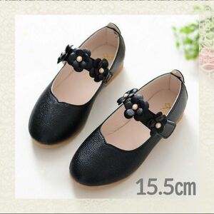 [15.5cm] формальный девочка ребенок Kids обувь цветок чёрный черный обувь цветок презентация свадьба формальная обувь фортепьяно ремешок 