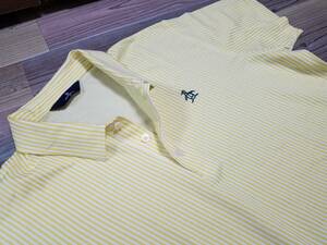  large size!* Munsingwear *Munsingwear stripe polo-shirt yellow LL*