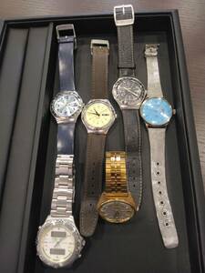 ＃3936A 時計6点おまとめ　SEIKO　LM　オートマ　稼働　23石　5606‐7000/ELGIN/TRANS　CONTINENTS/swatch　3点　ジャンク