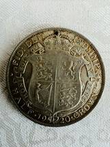【家族私物】1920年　イギリス　ジョージ5世　ハーフクラウン　銀貨_画像2