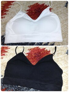  new goods cup attaching bare top two pieces set black white white black casual natural Korea simple 