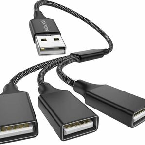 USB電源分岐器 USB電源コード 1オス3メスUSB 2.0アダプタ