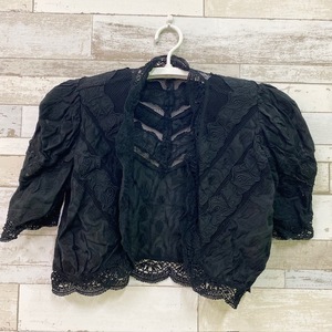  black bolero thin cardigan feather woven race 