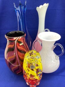  art glass flower bin / vase literary creation glass ....*Multi Glass etc. 5 point summarize secondhand goods ACB