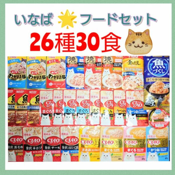 いなば フードセット 26種30食 キャットフード 猫パウチ 猫ウェットフード