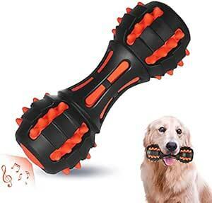 AUSCAT 犬おもちゃ 音の出るおもちゃ 犬噛むおもちゃ 知育玩具 天然ゴム ダンベル 犬用玩具 歯清潔 ストレス解消 中型犬・