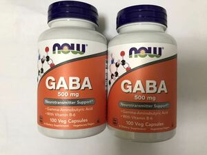 【2個 送料無料】GABA 500mg 100カプセル （nowfoods ナウフーズ サプリメント ギャバ gaba ガバ セロトニン メラトニン）NOW FOODS