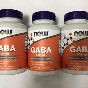 【3個 送料無料】GABA 500mg 100カプセル （nowfoods ナウフーズ サプリメント ギャバ gaba ガバ セロトニン メラトニン）NOW FOODS