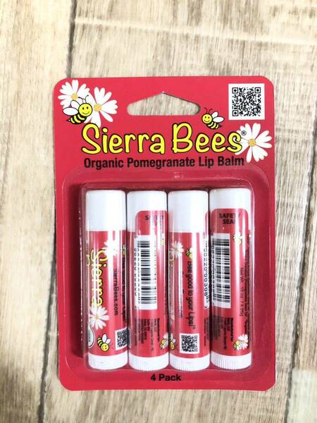 《送料無料》シエラビーズ ザクロ リップバーム 4本パック（sierra bees リップクリーム ４個 オーガニック ）