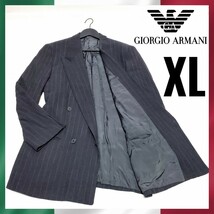 【90'sヴィンテージ】最高級　ジョルジオアルマーニ　イタリア製　GIORGIO ARMANI　ダブルブレスト　テーラードジャケット　XL　グレー_画像1