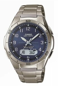 お値打ち カシオ CASIO wave ceptor ウェブセプター　電波ソーラー時計 定価34,000円 WVA-M640TD-2AJF 肌に優しいチタン製