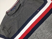 2．大きいサイズ トミーヒルフィガー TOMMY HILFIGER コットン ボーダーデザイン ニットトレーナー メンズXXL グレー赤ネイビー緑 x204_画像2