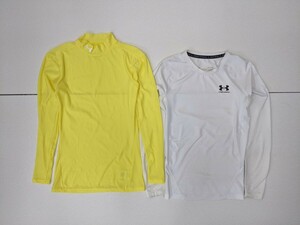 6. Under Armor 2 позиций комплект UA скорость . длинный рукав нижний одежда внутренний рубашка тренировка одежда мужской MD белый желтый цвет x204