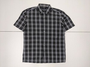 8．バーバリー BURBERRY LONDON ノヴァチェック柄 半袖シャツ メンズL 黒グレー白 三陽商会x210