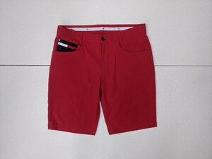 13．トミーヒルフィガーゴルフ TOMMY HILFIGER THMA048 ストレッチ ハーフパンツ ショートパンツ メンズL赤ネイビー x307