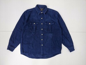 16．CHAPS 80s チャップス ラルフローレン ヴィンテージ インディゴ　モールスキン ワーク シャツ シャツジャケット メンズM ネイビーy303