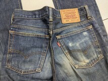 1．鬼ヒゲ リーバイス ハチノス 日本製 90s ヴィンテージ LEVI'S 517 ブーツカット フレア デニム パンツ ジーンズ W27L34 ネイビー y307_画像4